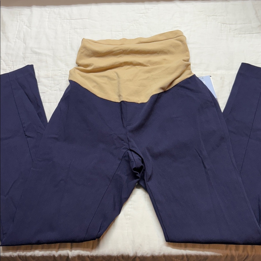 Motherhood Maternity Secret Fit Belly Navy Blue Straight Leg Pants‎ - Size M NWT